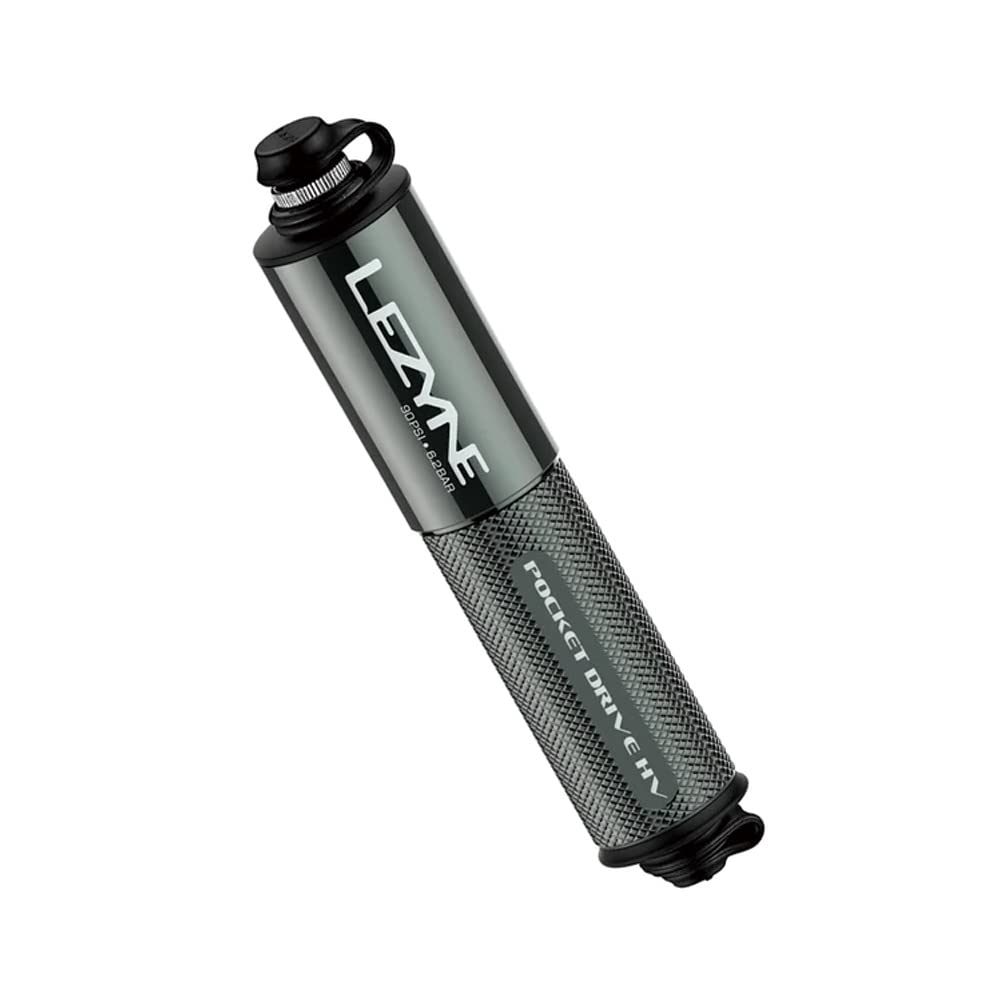 Японский ручной велосипедный насос LEZYNE Pocket Drive HV Подходит для ниппелей Presta и Schrader [Официальный продукт] Насос, 14 см, Серый, серый