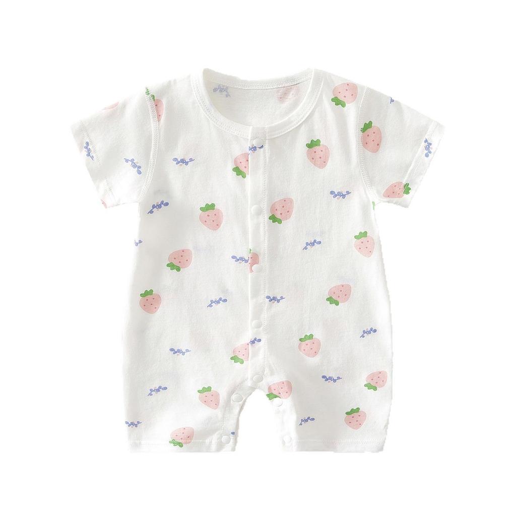 Baby Short Sleeve Romper, Lightweight Infant One Piece Pajamas, Summer Air Conditioning Outfit for Newborn Boys and Girls