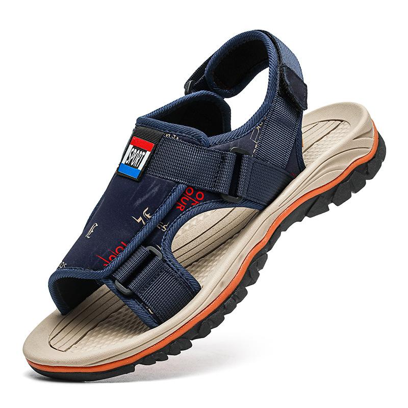 

Мужские сандалии большого размера 47, летние новые мужские модные универсальные студенческие тапочки, пляжная обувь для отдыха на природе 45 синий