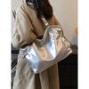 Black Bright Face Large Capacity Bag For Women Autumn Winter  New Shoulder Bags Casual Simple Texture Commuter Tote Pack