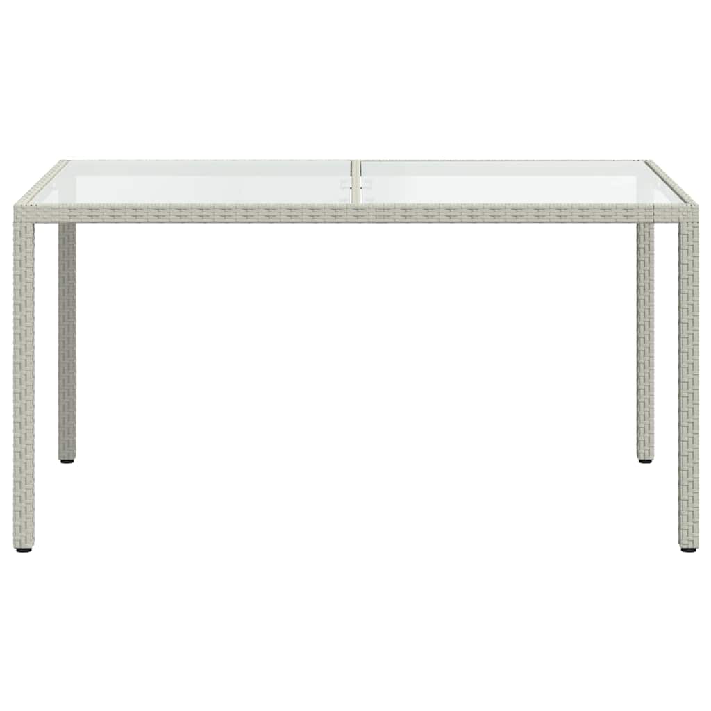 Vidaxl Stół Ogrodowy, 150X90X75 Cm, Szkło I Rattan Pe, Biały
