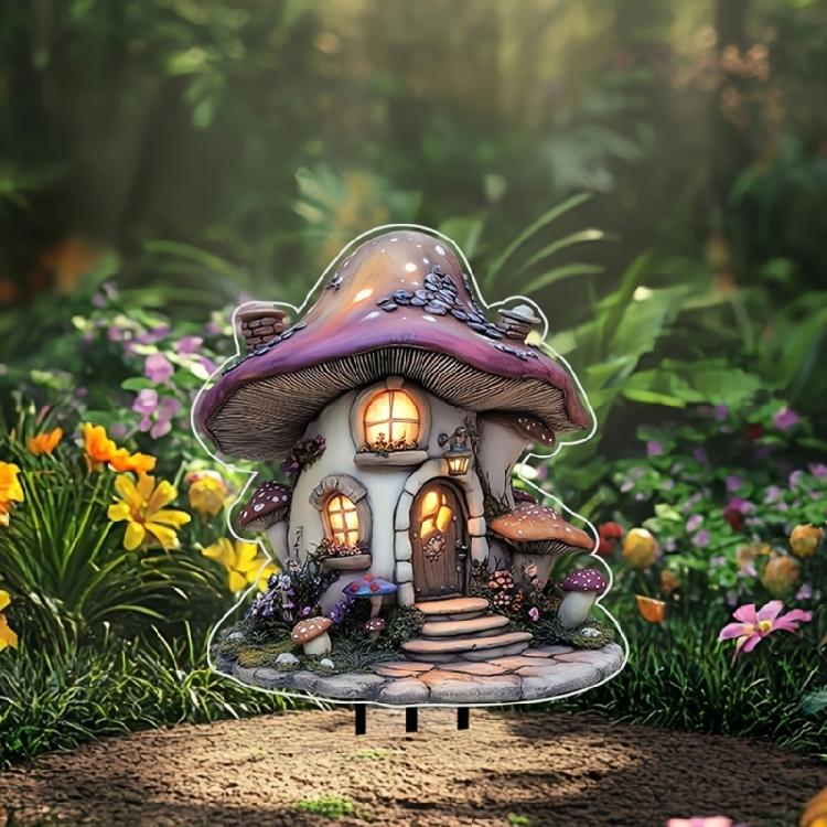 Acrylic Garden Stake Decoration Mushroom Yard Stakes Ornament Waterproof Garden Statue for Outdoor Decoration