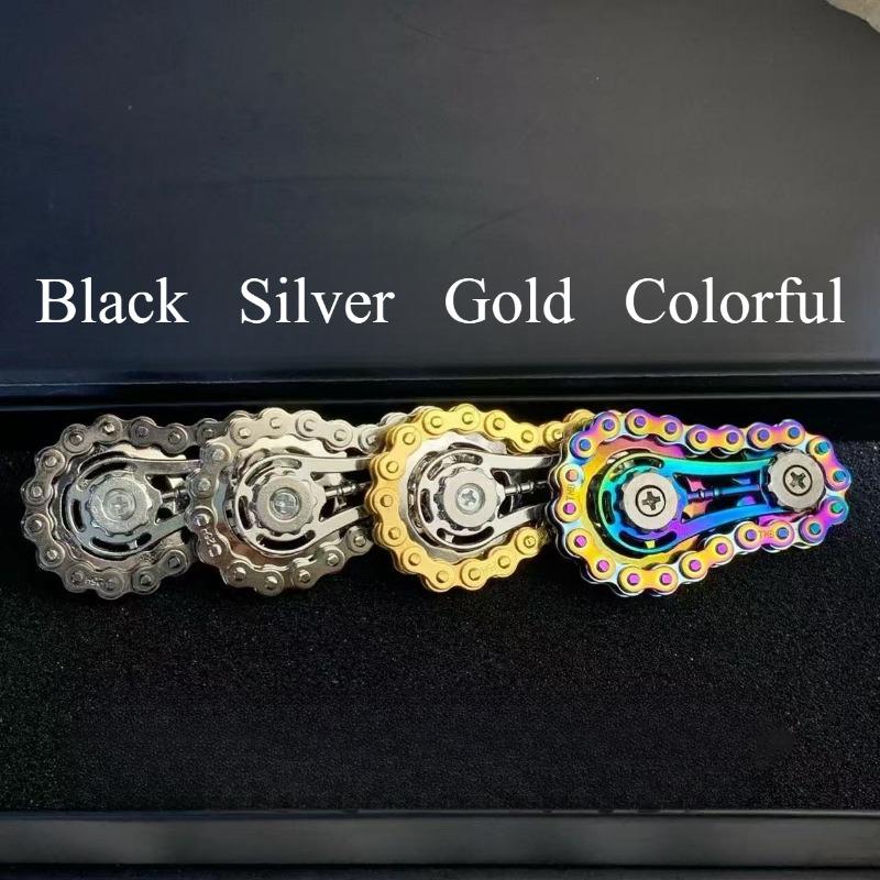 1PC Decompression Finger Chain Tooth Flywheel Color Chain Fingertip Gyro To Relieve Anxiety Decompression Artifact Gear Machinery
