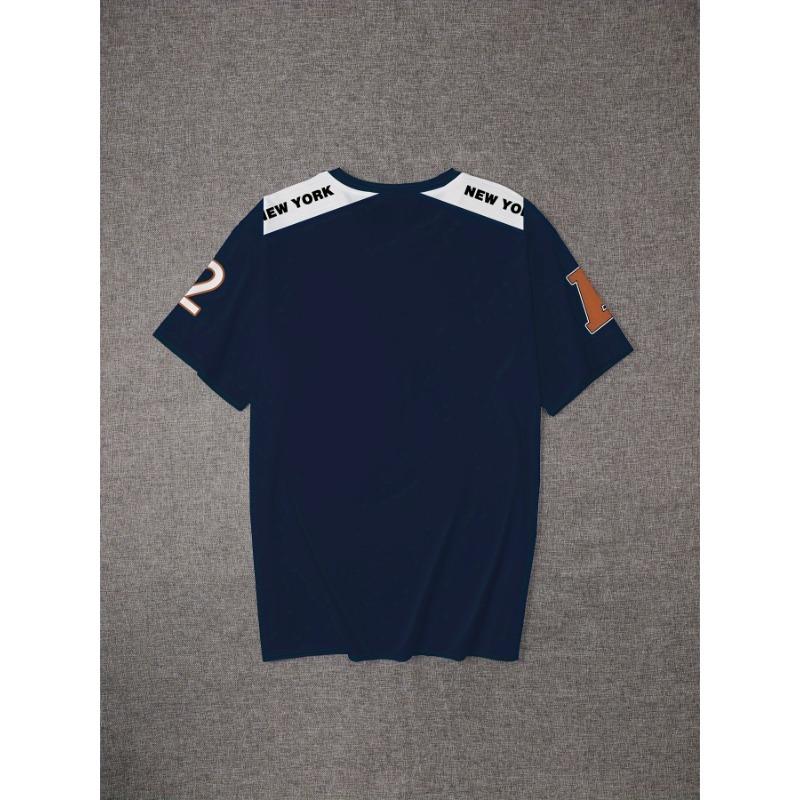 Casual Men'S T-Shirt with New York Lettering, Summer Short-Sleeve Printed T-Shirt, Oversized Top