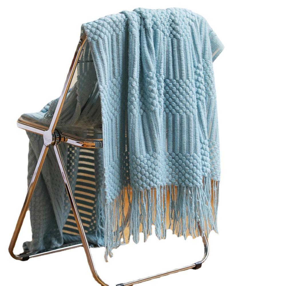 Sofa throw blanket, hotel air conditioning blanket, solid color knitted blanket, homestay bed end decorative blanket, versatile bed cover with