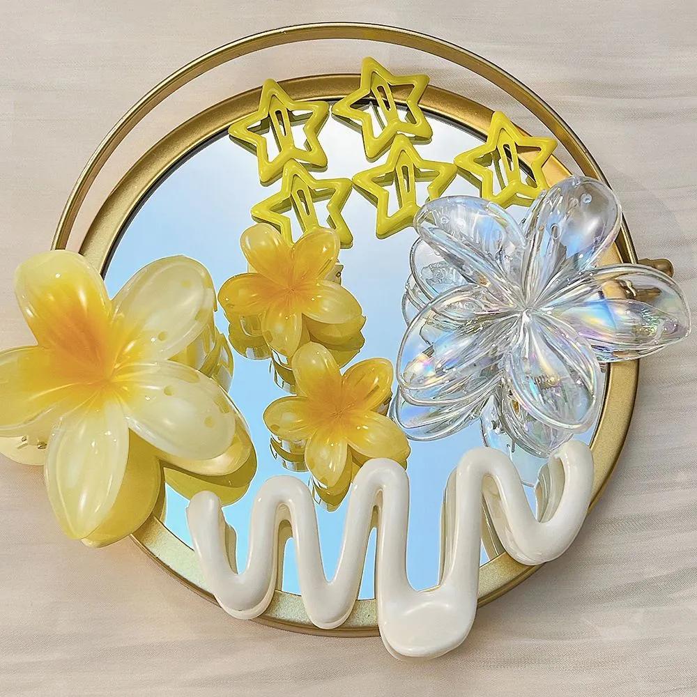 

Set of 10 Floral Hair Claw Clips Plumeria Design Durable Plastic Material Suitable for Various Hair Types and Styles Hair Accessories Set One Size