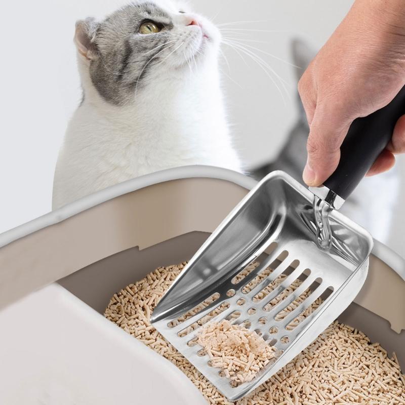 Cats Litter Scooper with Deep Shovel Metal Scoops Hollowed Poops Sifting Metal Handle