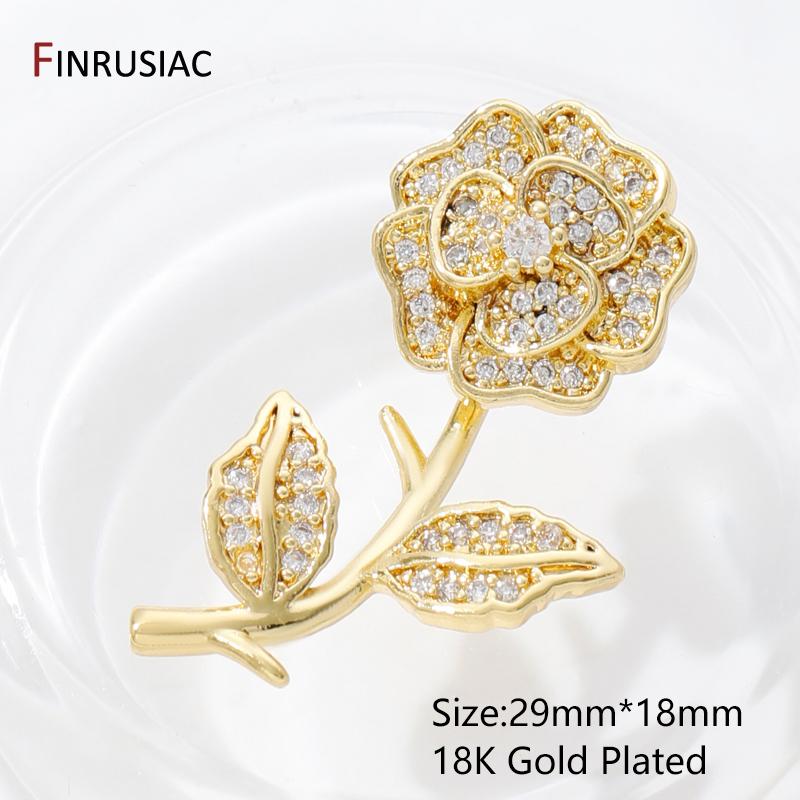 

18K Gold Plated Flower Pendant For Jewelry Making Supplies,Inlaid Zircon Bear Charms Pendant,DIY Necklace Making Accessories 1 piece