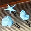 3 Pezzi Ganci da Parete, Ganci Appendiabiti Vintage in Metallo e Resina a Forma di Conchiglia per Bagno Cucina Ingresso, Appendioggetti Decorativo a Tema Spiaggia con Stella Marina Conchiglia,