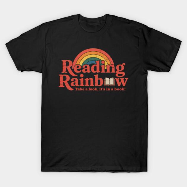 Asian Size Men Black Print T-shirt Reading Book Rainbow No-Cut Print Cotton Tshirt