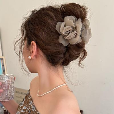 Acrylic Fabric Mesh Double-sided Flower Hairpin, Fashion Temperament, Grab Clip, Commuting Versatile Headgear, Hair Accessories, Advanced Sense