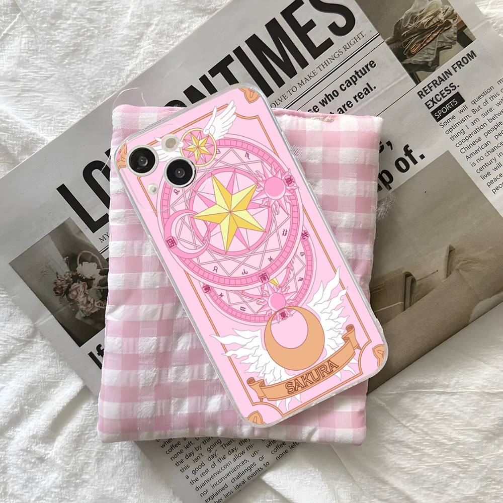 Cartoon Cardcaptor Sakura Magic Wand Moon Phone Case For IPhone 16 15 14 13 12 Mini 11 Pro XS Max X XR SE 6 7 8 Plus Soft