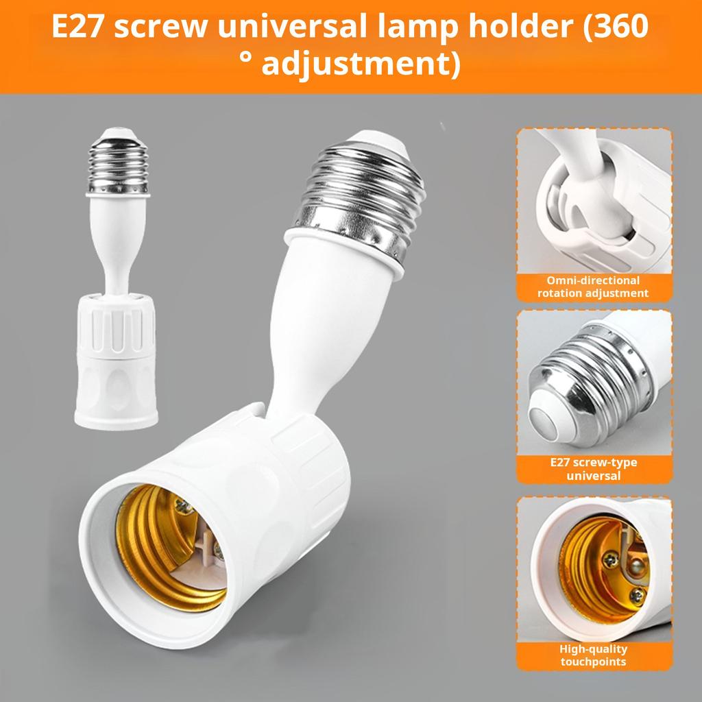 2Pieces E27 Male To Female Lights Bulb Adapter With 180 Degree Flexibility For Illumination Positioning