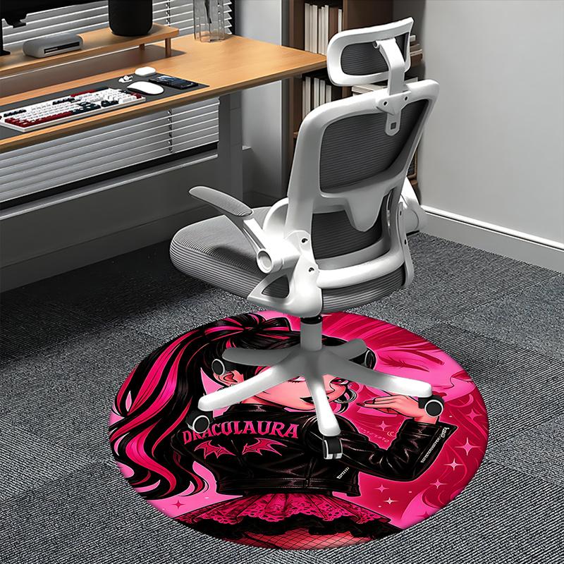 Draculaura Chair Mat Round Carpet - Gothic Home Decor, Sofa Rug, Office Mat, Gift for Her, Suitable for Bedroom, Living Room, and Various Rooms0462b
