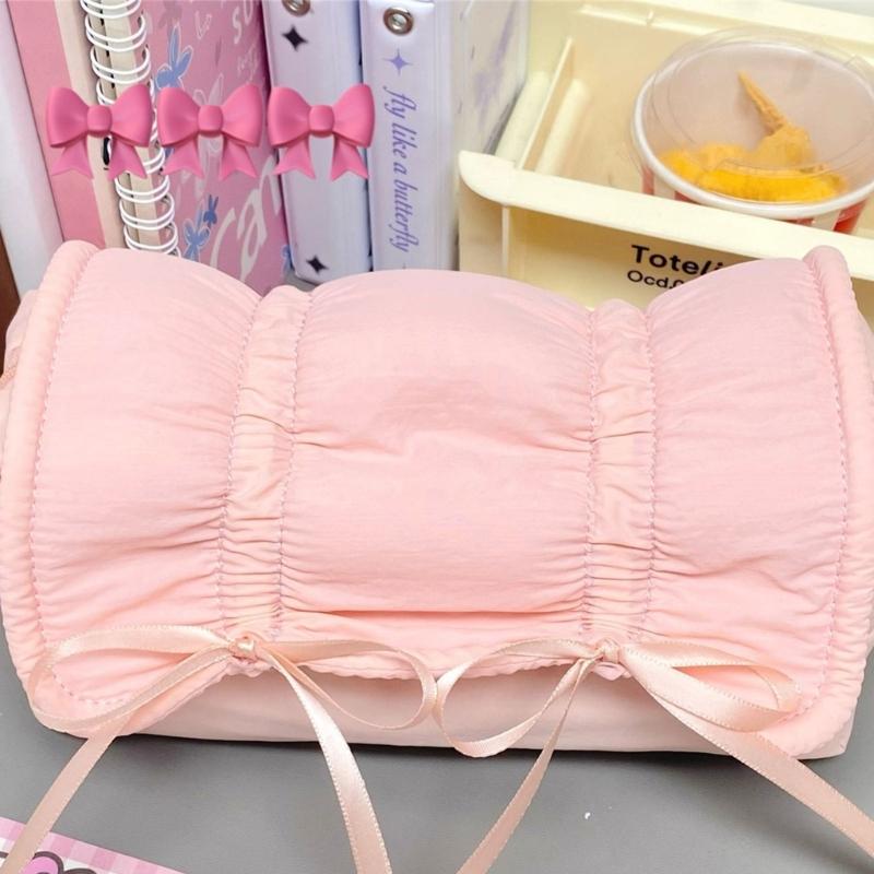 High Capacity Pencil Case Bowknot Pen Pouches Portable Pen Organizers Travel Makeup Storage Bag for Women Girl Student