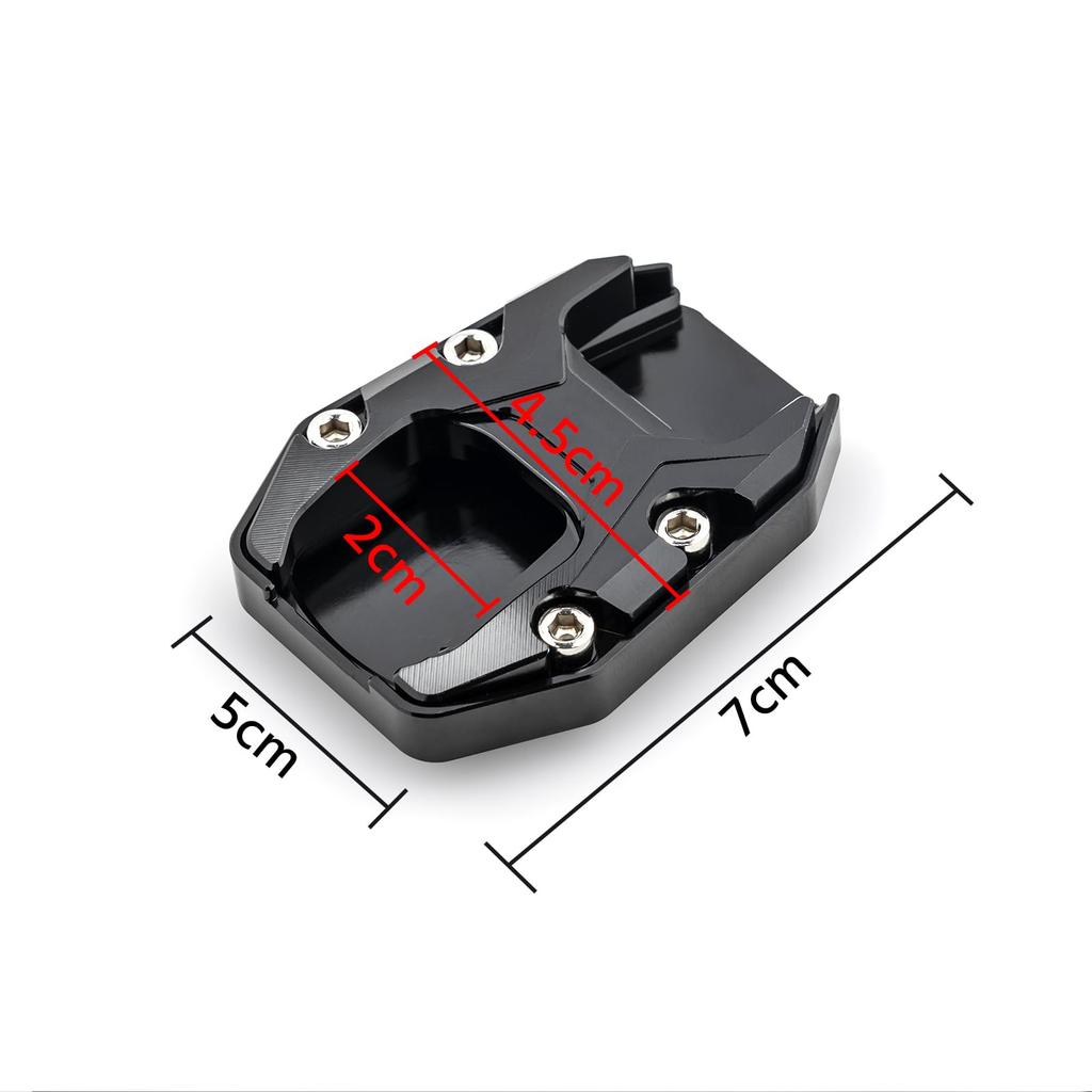 Entrotech Side Stand Extension Plate for PCX125, PCX160, and LEAD125, Aluminum Alloy Wide Kickstand Extension Plate (Black)