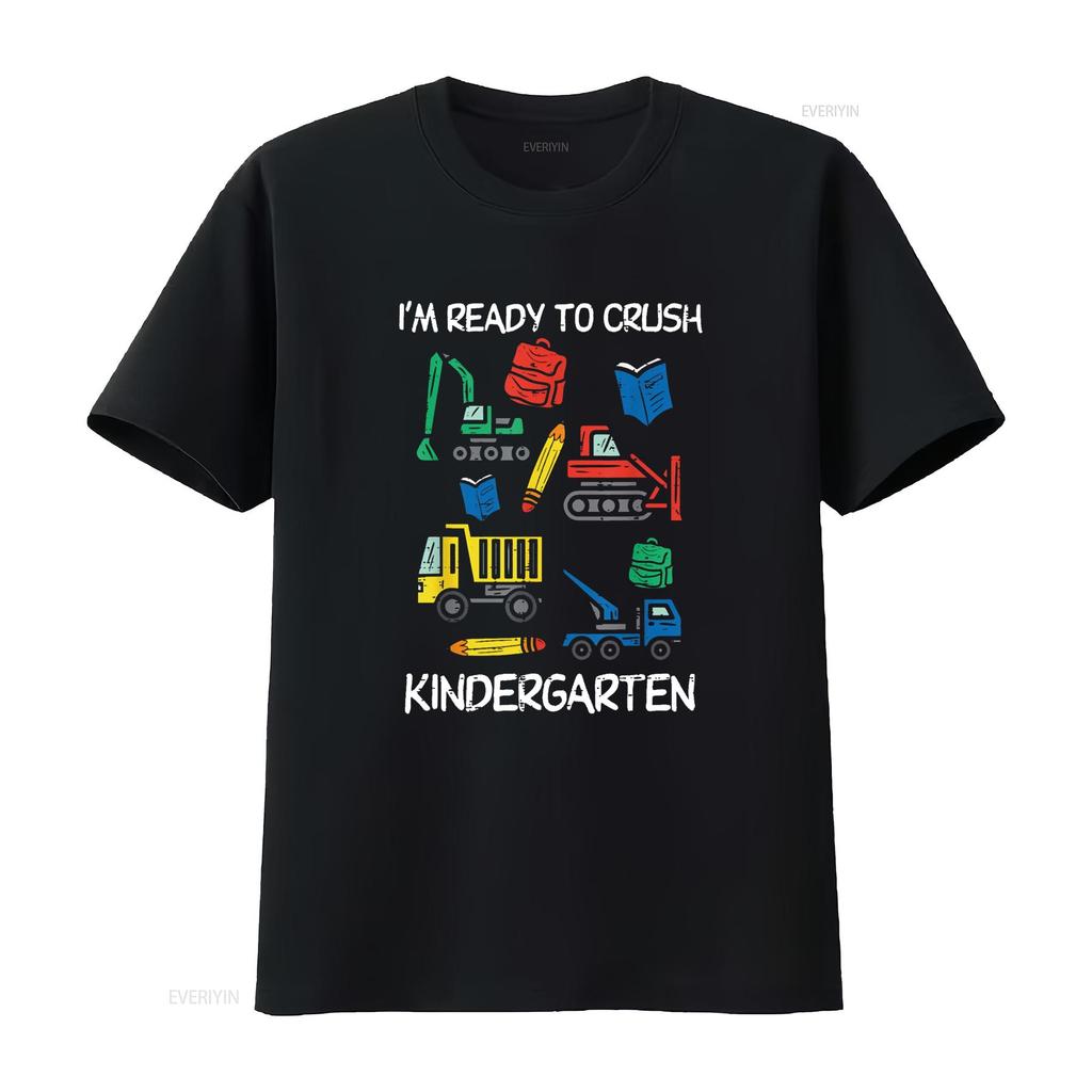 Construction Trucks Im Ready To Crush Kindergarten Boys Kids T Shirt Vintage Washed Graphic Comfortable Stretched Slightly