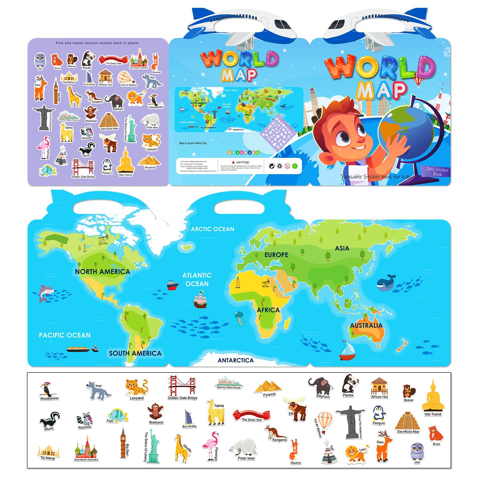 

Желе тихая книга «сделай сам», карта мира, детская образовательная игрушка для родителей и детей, познавательная игрушка для раннего образования, карта мира, желейные наклейки