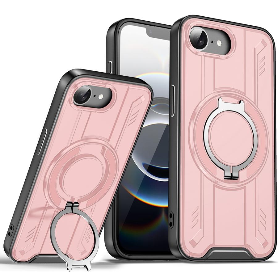 Shockproof Heavy Duty Armor Phone Case with 360° Rotatable Magnetic Metal Ring Stand for iPhone/Samsung Case for Car Holder