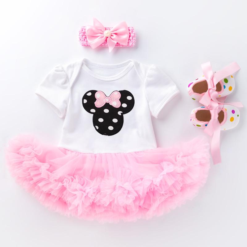 "New Summer Pink Cake Dress & Shoes Set for Baby Girls (0-2 Years)"
