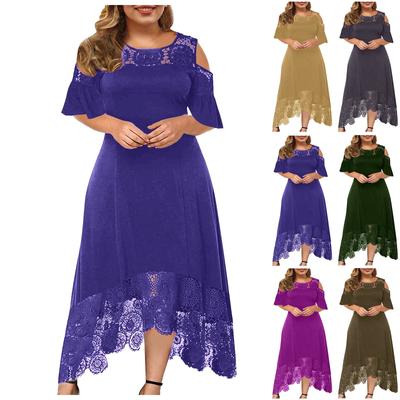 Vestido tubo sin tirantes de manga corta con volantes y costuras de encaje a la moda para mujer