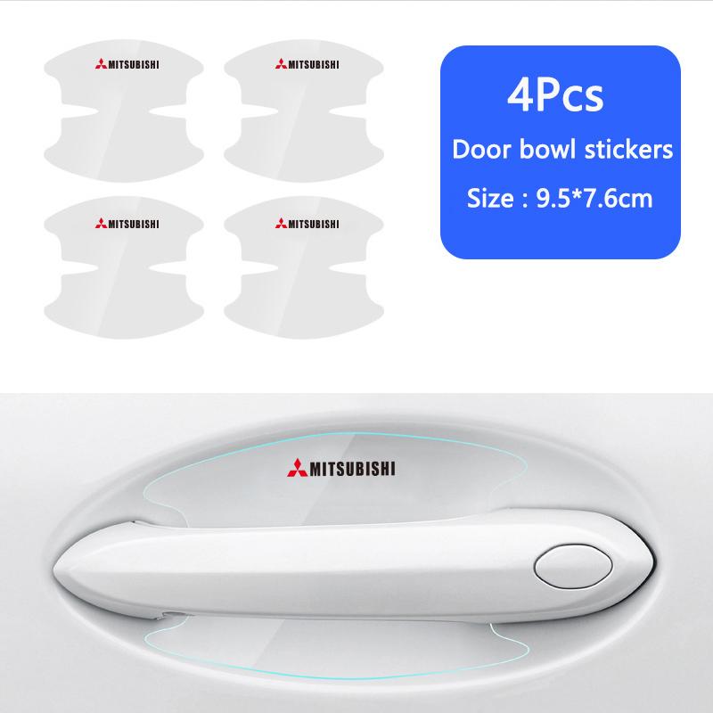 ysdf5 Car Door Handle Bowl Transparent Sticker Anti-collision Protection Strips For Mitsubishi Pajero ASX Space Delica Triton Ralliart