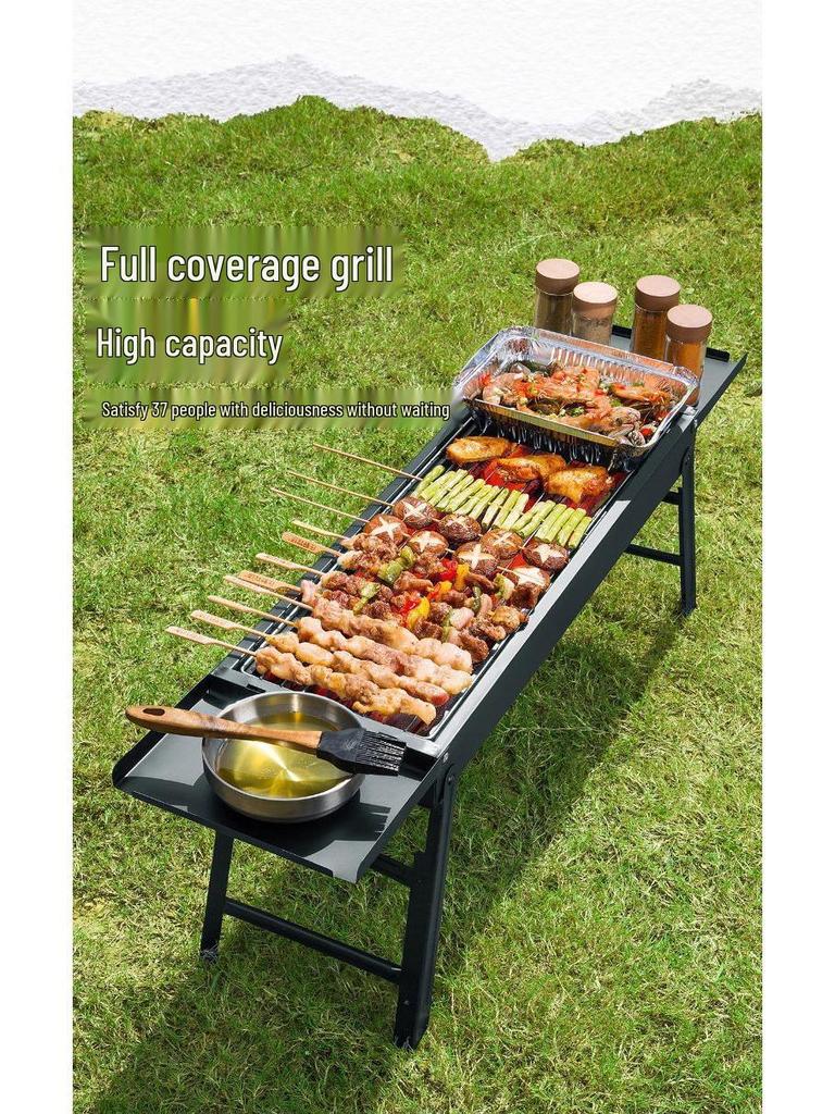 Portable Folding Charcoal Grill Set for Outdoor Camping and Barbecues