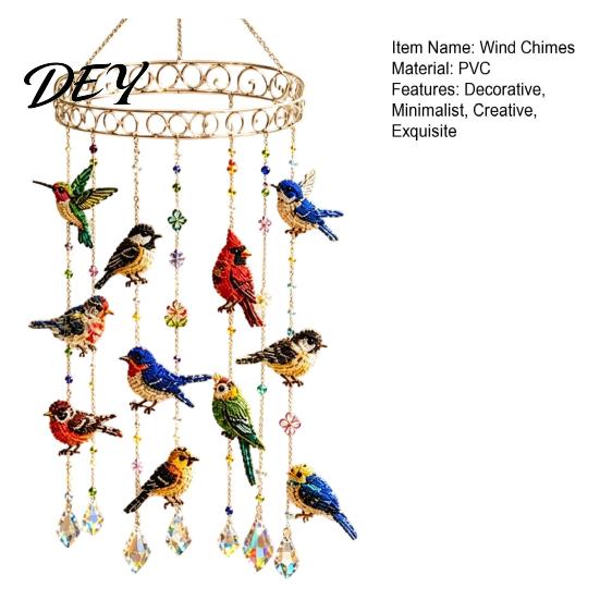Modern Minimalist Patio Decor Graceful Bird Wind Chime, Stained Outdoor Sun Catcher Windchime, Colorful Yard Dreamy Romantic Room Accents Decorations,