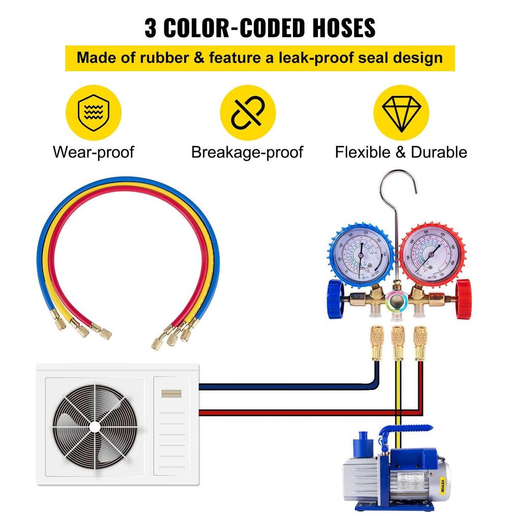 4.8 Cubic Feet Pressure Pump Household Air Conditioner Pressure Gauge Set Micro-Pump 1/3 Horsepower 250 Milliliters