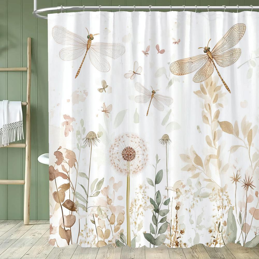 Beautiful Flowers Shower Curtain for Bathroom Blue Floral Romantic Wildflower Plants Nature Scenery Home Decor Curtain with Hook