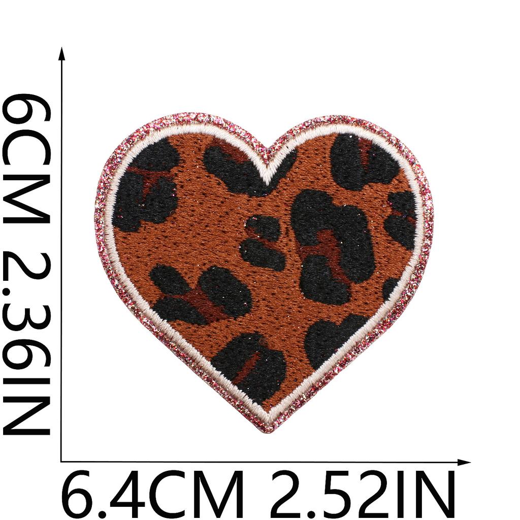 Leopard Print Embroidery Cloth Sticker Grit Leather Five-Pointed Star Patch Sticker Bag With Color Pattern Computer Embroidery Label
