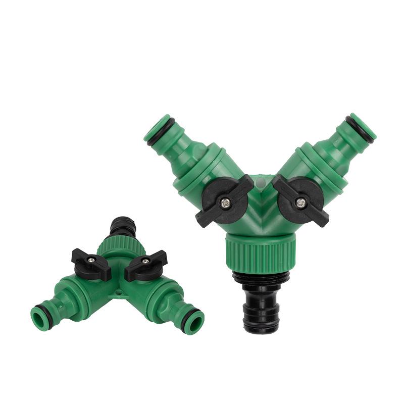 Y-Shaped Quick Connect Valve: 3-Way 4-Point/6-Point 1-Inch Soft Hose Tee Diverter with Switch and Nipple Connector Accessories.