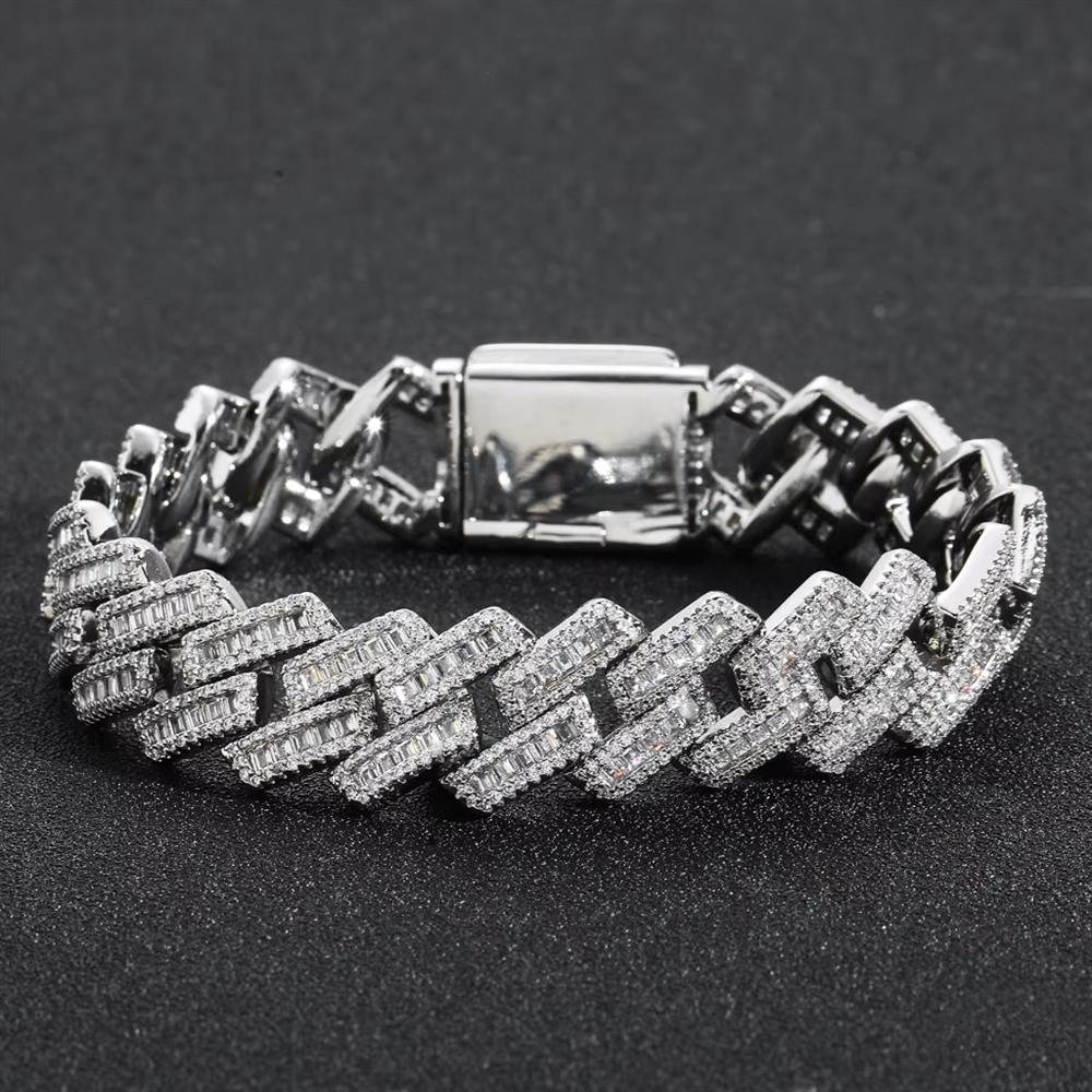 Personalized Trendy T-shaped Mixed Zirconia 16mm Men's Cuban Bracelet Gold Plated for Party Occasions