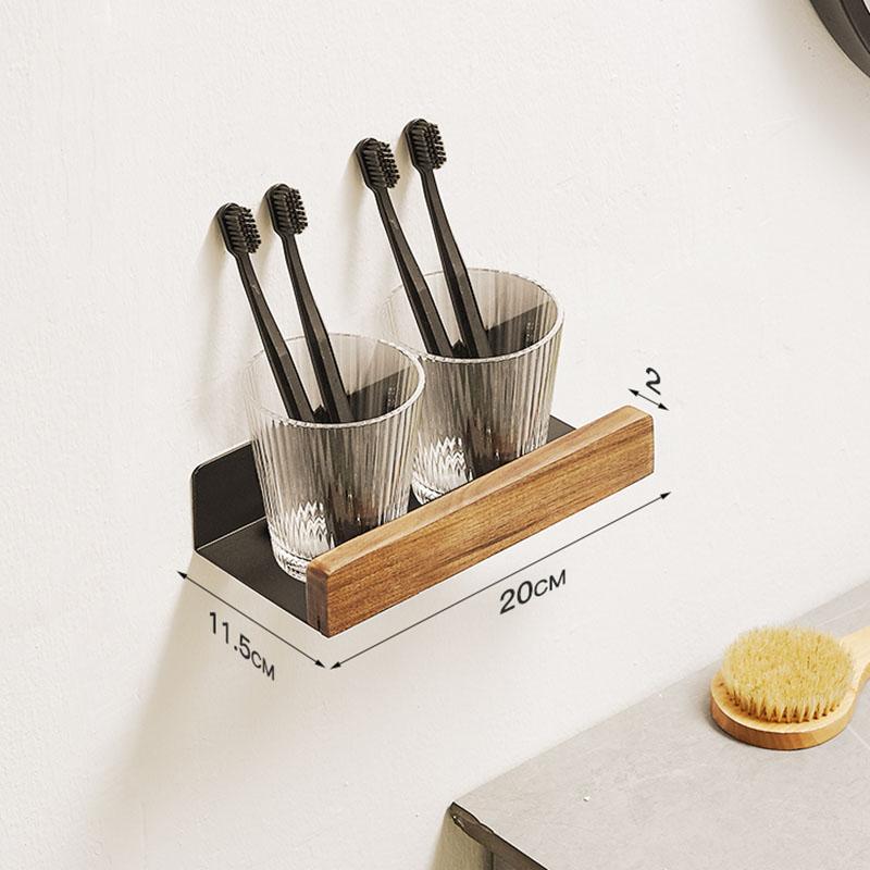 Wood Bathroom Shelving Wall Mounted Toilet Storage Holder Shampoo Shower Storage Rack Aluminum Kitchen Storage Rack White/Black