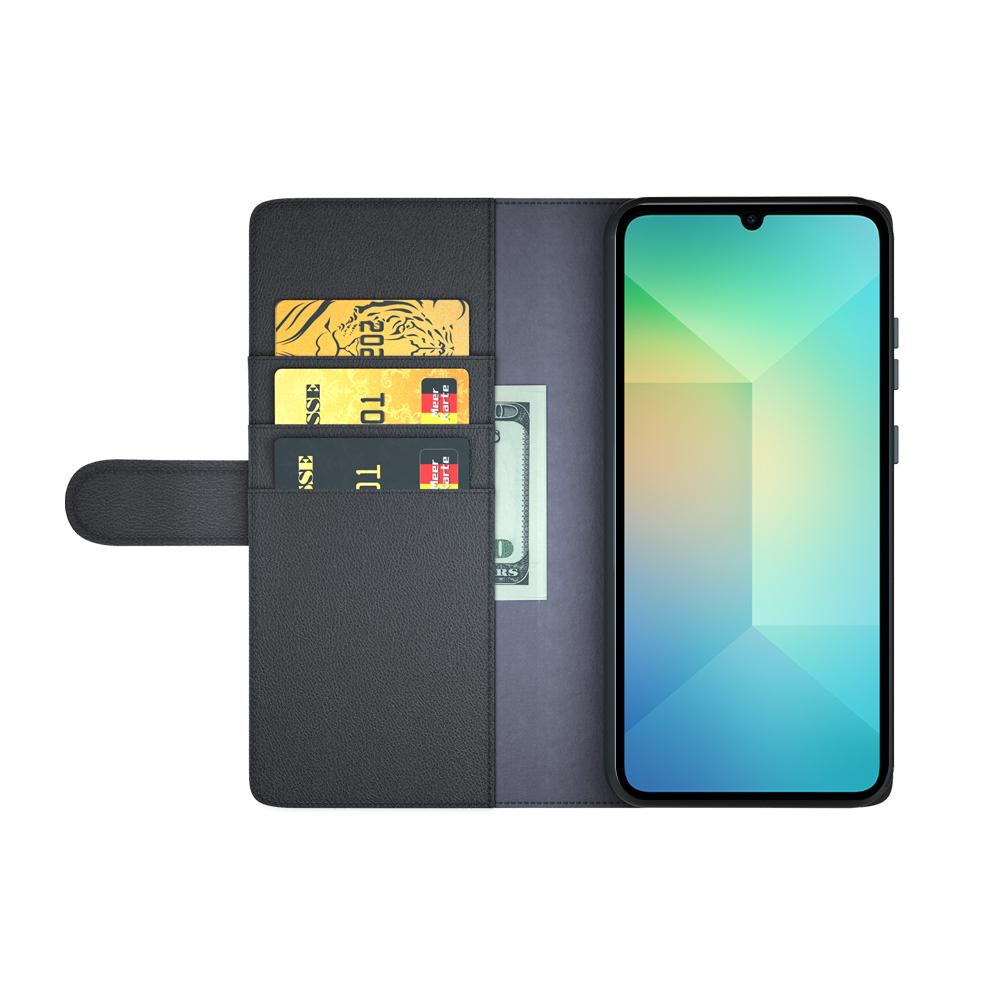 

For Samsung Galaxy A06 5G Case Genuine Split Leather Phone Cover with Wallet Stand Brown