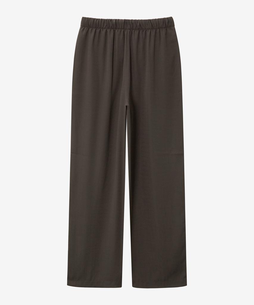 BASIC HOUSE Women'S Breathable Elastic Waist Wide Pants Melange Brown