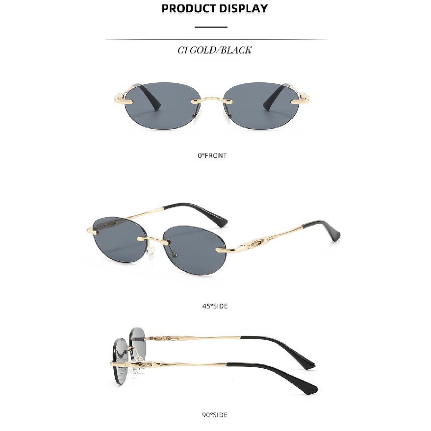 Frameless Cut-Edge Sunglasses, Trendy Metal Spring-Clip Women's Sunglasses