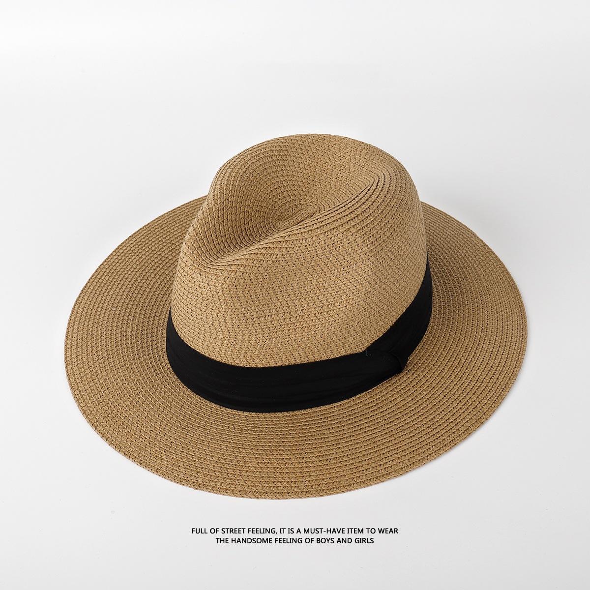 

Panama straw hat women s summer sun protection visor men s summer seaside sun hat travel team building beach hat M（56-58cm）