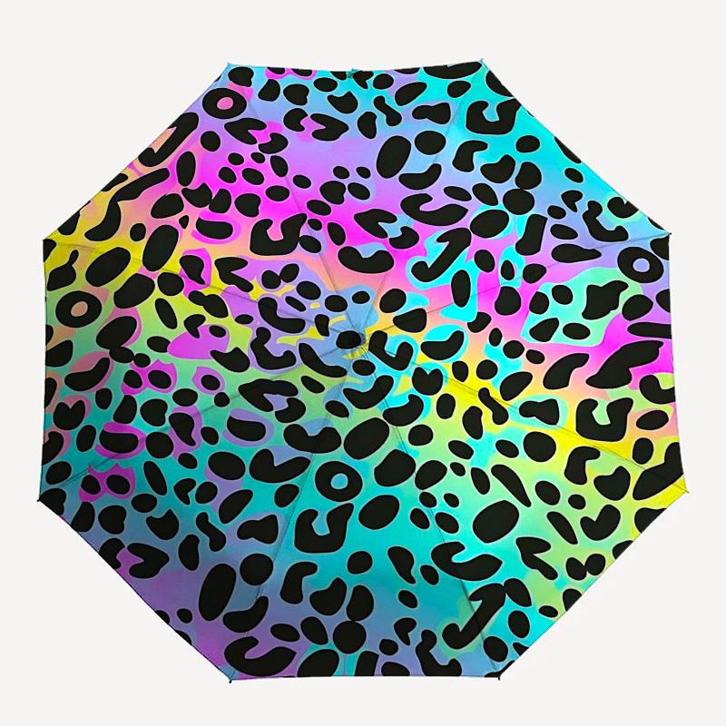 

1PC Leopard print Umbrella-8-Rib Reinforced Portable Folding Travel Suitable for All Seasons Outdoor Daily -Z0452