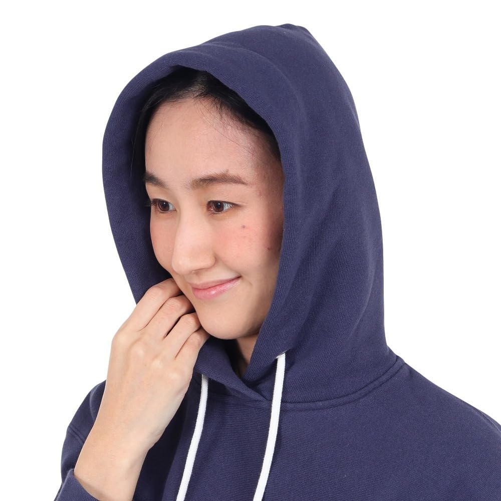 Champion Long Sleeve Cotton USA Reverse Hooded Sweatshirt with a Dark Size L Women's Hoodie, 11.5oz Weave® One-Point Logo, Navy, (CW-Y103)