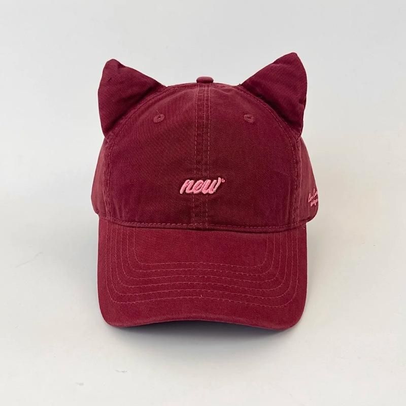 Embroidered Three Dimensional Cat Ear Baseball Cap for Women  Summer Korean Style Casual and Versatile Sunshade Personalized Baseball Cap for Men