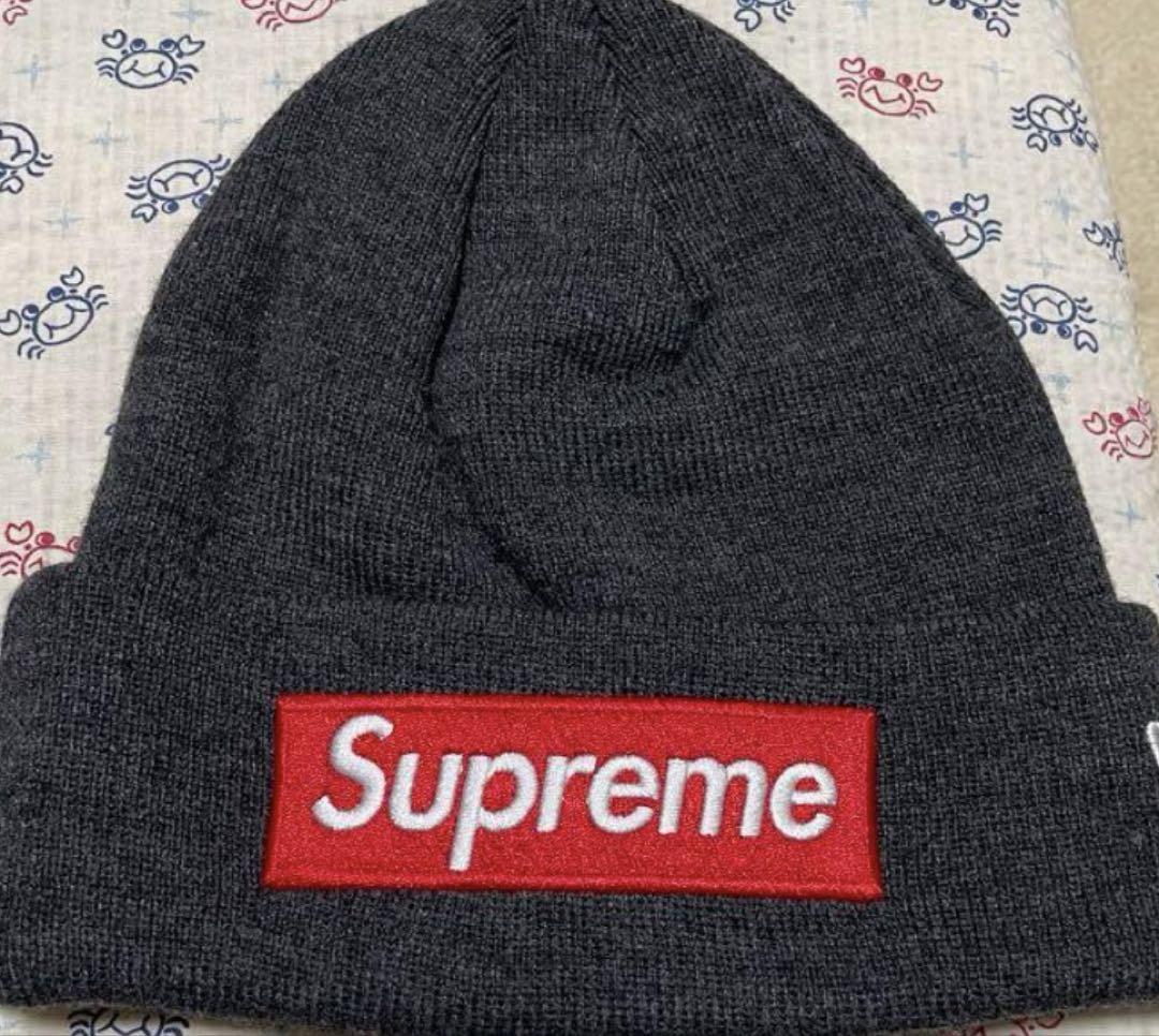 

[Б/У] Шапка бини Supreme New Era® с лого Box, угольный