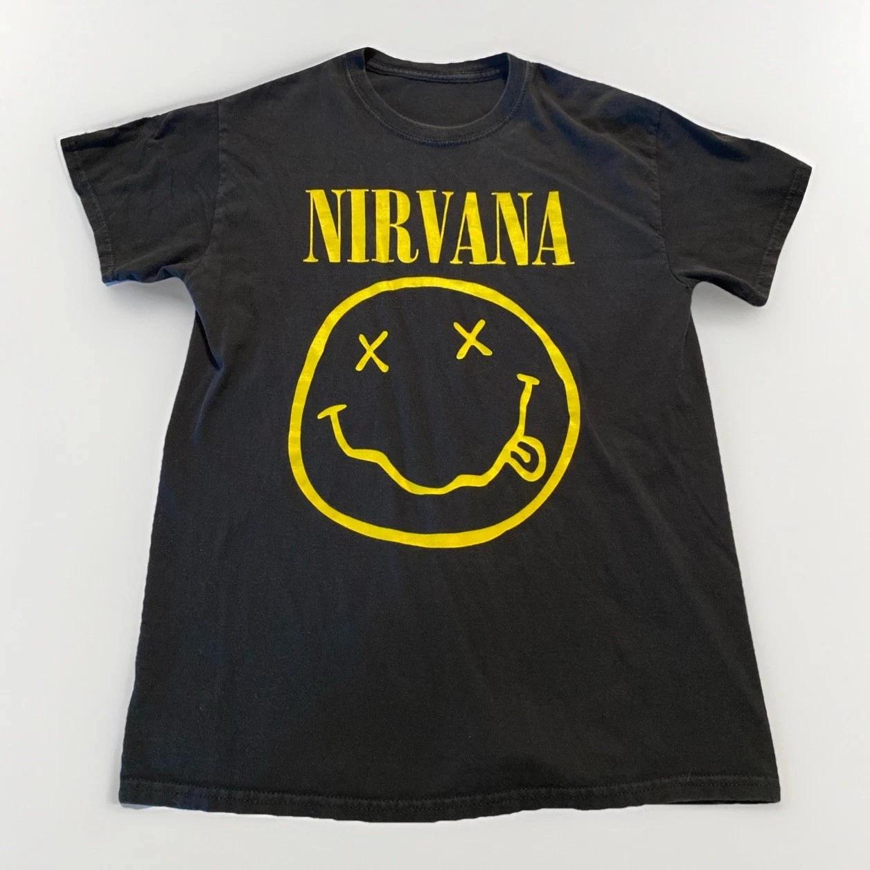 

Nirvana Винтажний Рок Гурт Бавовняна Круглий Виріз Коротким Рукавом Футболка Ретро Ангел Квітковий Графічний Тішот для Любителів Гранж Музики S білий