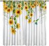 Sunflower Curtains for Kitchen,Black Pithy Rustic Sunshine Beautiful Wonderful Sunflower Plant Flower Butterfly Window Drapes