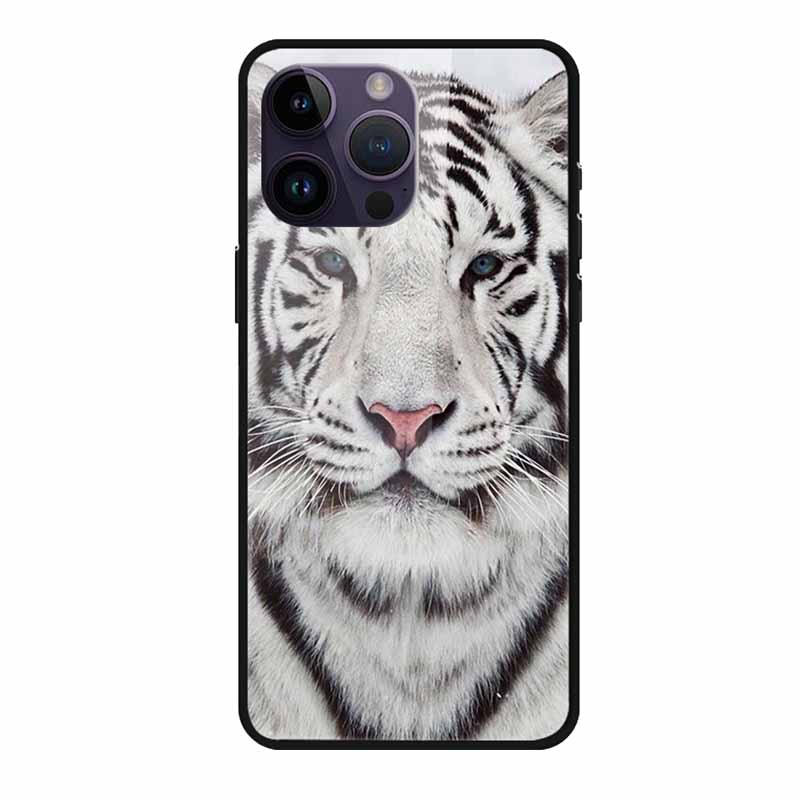 Phone Case for Apple Iphone 15 Pro 15 Plus Tempered Glass Hard Back Cover for Iphone 15 Pro Max Iphone15 Wolf Lion Funda Capa