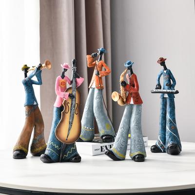 Figurines en résine représentant un groupe de rock rétro – Sculptures de musiciens avec instruments pour la décoration de la maison et du bar