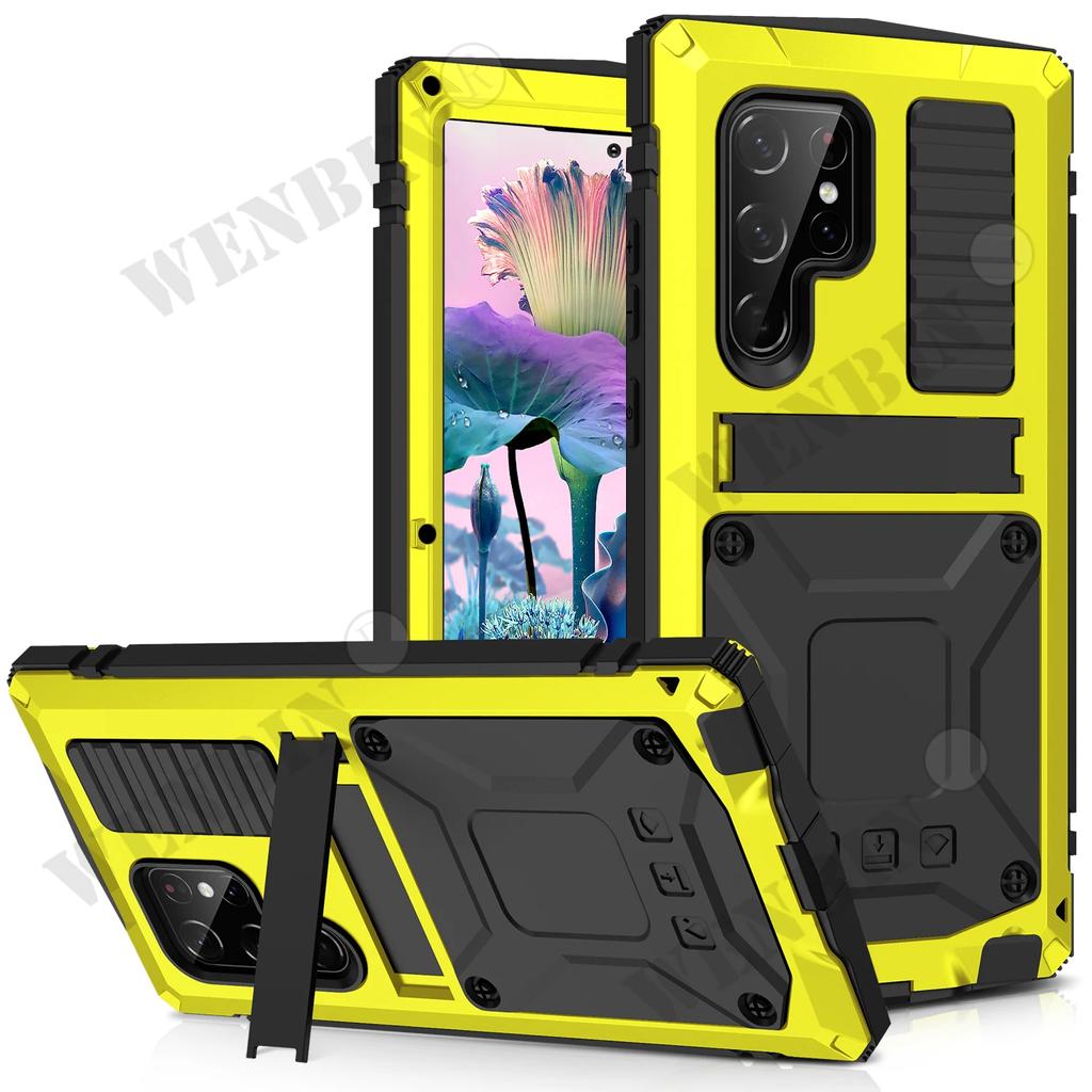 Luxury Case For Samsung S24 S23 S22 Ultra Plus S21 Z Fold Flip 4 3 Rugged Armor 360 Full Phone Metal Aluminum Shockproof Cover