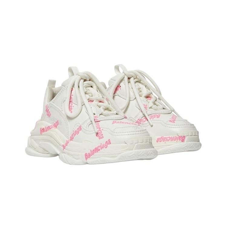 (PS) Balenciaga Triple S Logotype Sneaker 'White and Pink Technical Material' Kids' 654251W2FAB9050