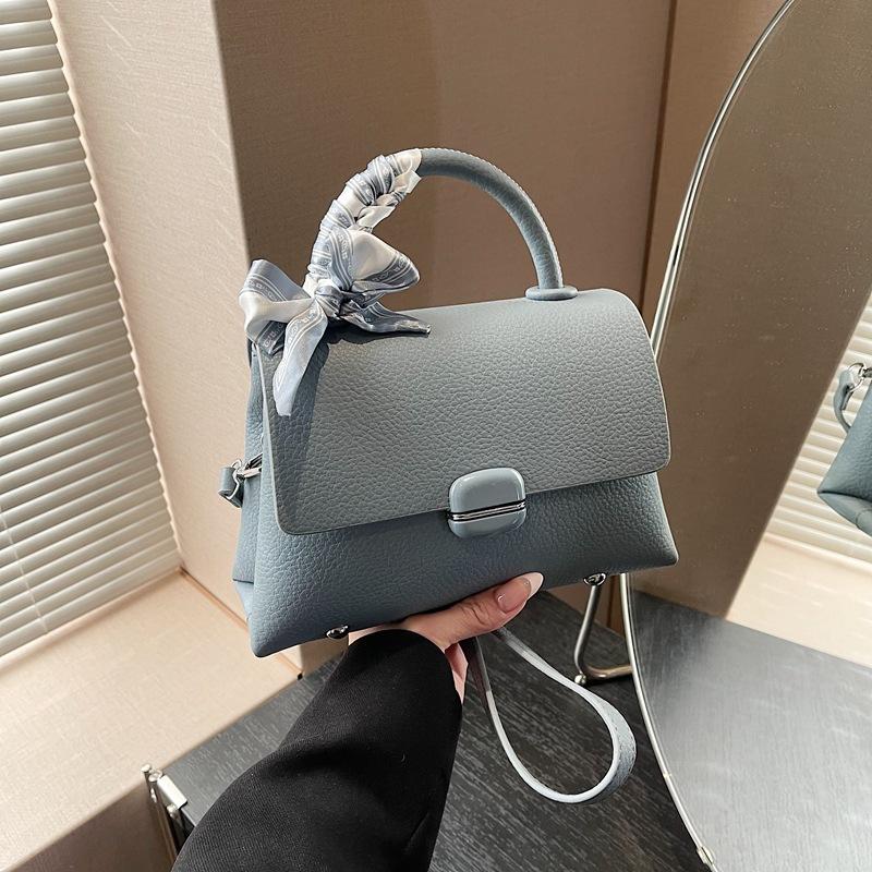 

Новый модный простой шелковый шарф контрастного цвета, портативная сумка через плечо, трендовая женская сумка синий