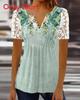 Princess Style T Shirt With 3d Floral Pattern And V Neck For Spring Casual Wear
